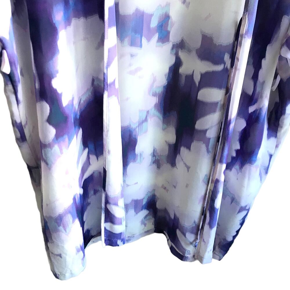 Linea Donatella Purple Floral Robe Size L XL Open Kimono Dressing Gown Lace - Picture 8 of 15